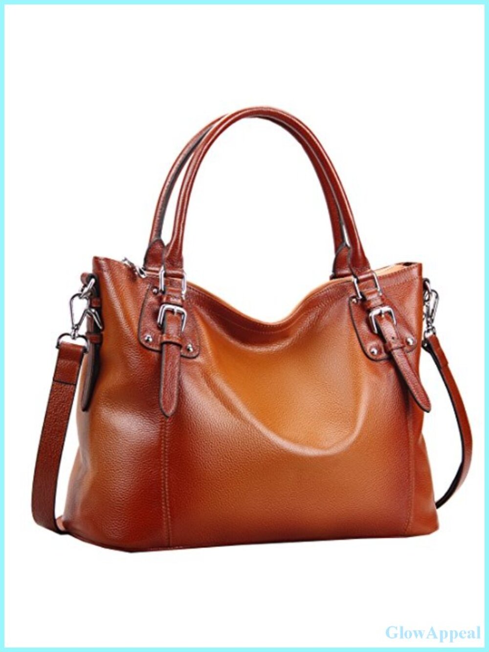 Genuine Leather Tote Handbag - Top Handle Shoulder Bag with Detachable